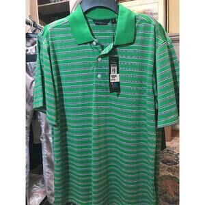 Walter Hagen Essentials Mens S GOLF Polo Three Stripe Green Fern New